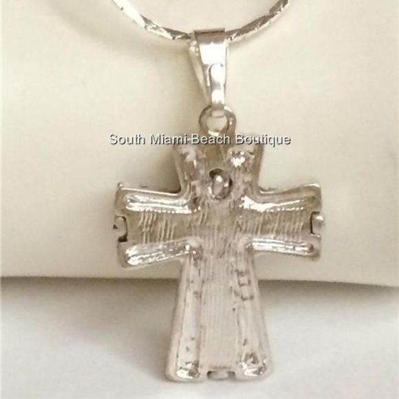 Serenity Prayer Cross Necklace Silver Plated Message AA Al-Anon NA 18" - Picture 4 of 9